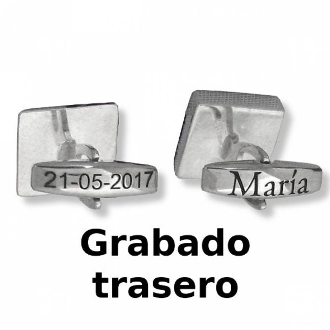 Gemelos de plata rectangulares firma
