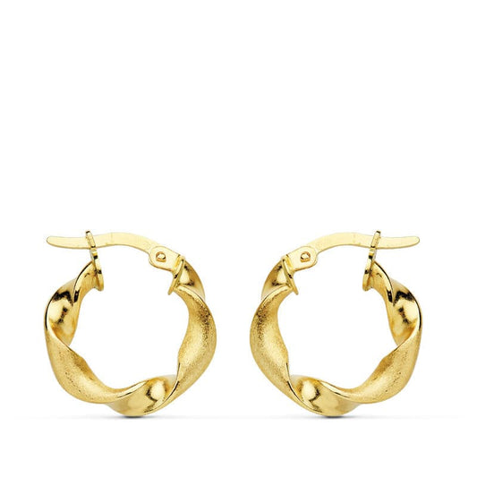 18K PENDIENTES AROS ORO AMARILLO MATE Y BRILLO