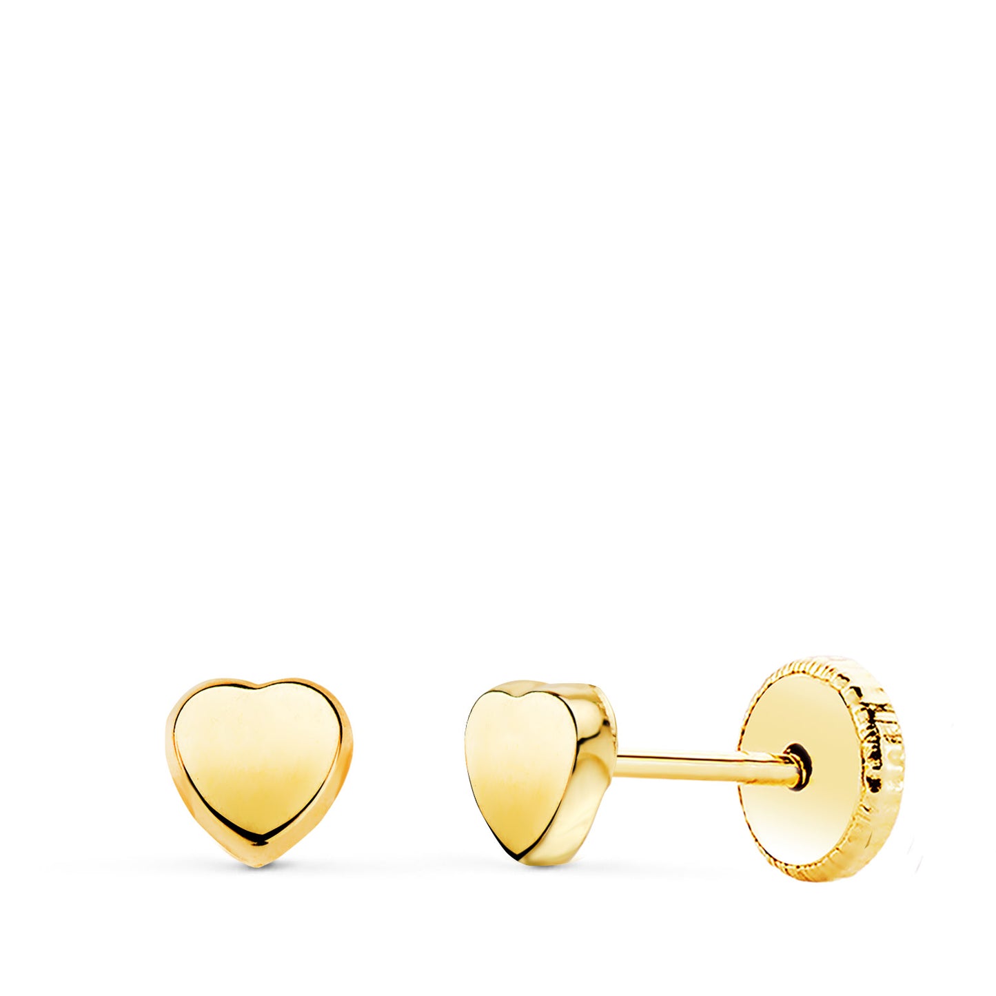 18K PENDIENTES ORO AMARILLO CORAZON LISO EN BRILLO 4X4 MM